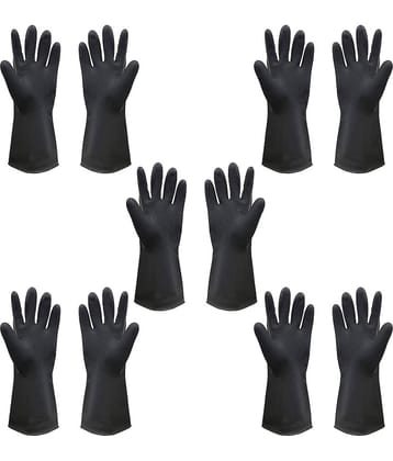 Black Rubber Waterproof, Reusable Multi-Purpose Cleaning Glove Black Cleaning Kit For