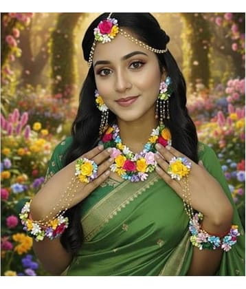 KOOGLY Home Handmade Jewellery set for Haldi, Mehndi, Godbharai Set For Women/Girls. Floral Jewellery Set, Jewellery Gift