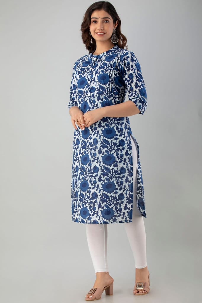 Rekha fashion_Stylish Blue Printed cotton Fabulous Kurti