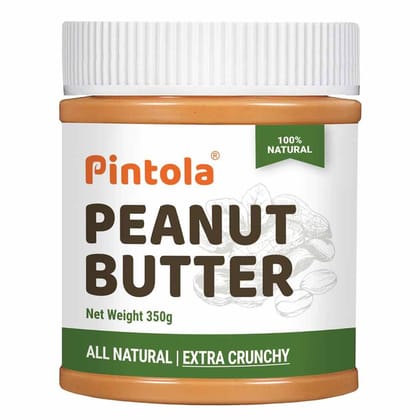 Pintola Peanut Butter - Extra Crunchy, All Natural, Unsweetened, With 30g Protein, 350gm