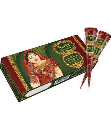 Neeta Mehendi Cones for Hand Desgning & Wedding, Bridal Mehandi Cone Reddish Brown Color 4 Pcs in 1 Box (Pack of 3)