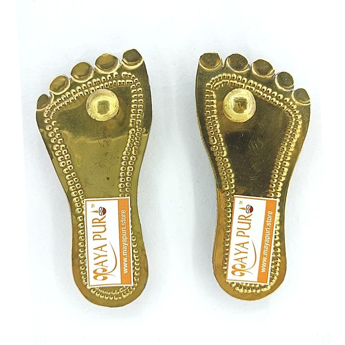 MAYAPURI Brass Charan Paduka for God, Pital Kharam or Khadau | God Footwear (3.5 inches) Gold
