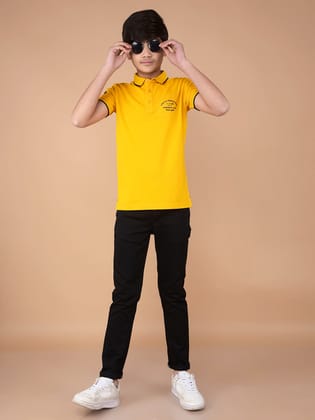 Mustard Polo Neck T-Shirt-9-10Y / Mustard
