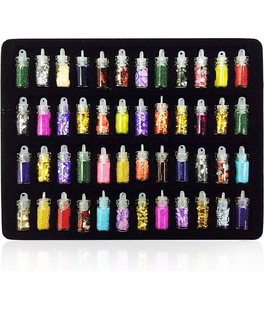 Looks United 48 Pcs 3D Nail Art Kit. Glitter Sequins Rhinestones (Pack Of 50)