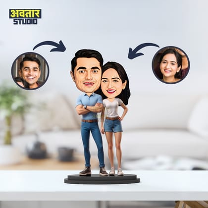 Avatar Stand Personalized Gift for Husband, Wife, Boyfriend, Girlfriend Character Caricature Photo Frame Unique Design Customized Gift for Friends & Family Return Gift (Couple 8a)