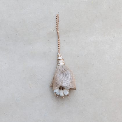 Sacred Bead & Linen Rakhi - Grey