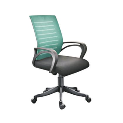Set with Net - Back In Mesh, Fabric Seat, Fixed Arm, Nylon Base & Castor (CS-M08-MB)