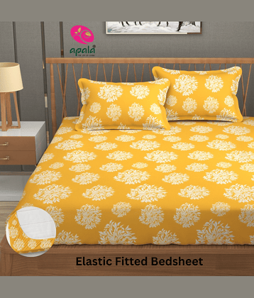 Apala Microfibre 1 King Fitted Bedsheet with 2 Pillow Covers ( 198 cm x 183 cm ) , Yellow