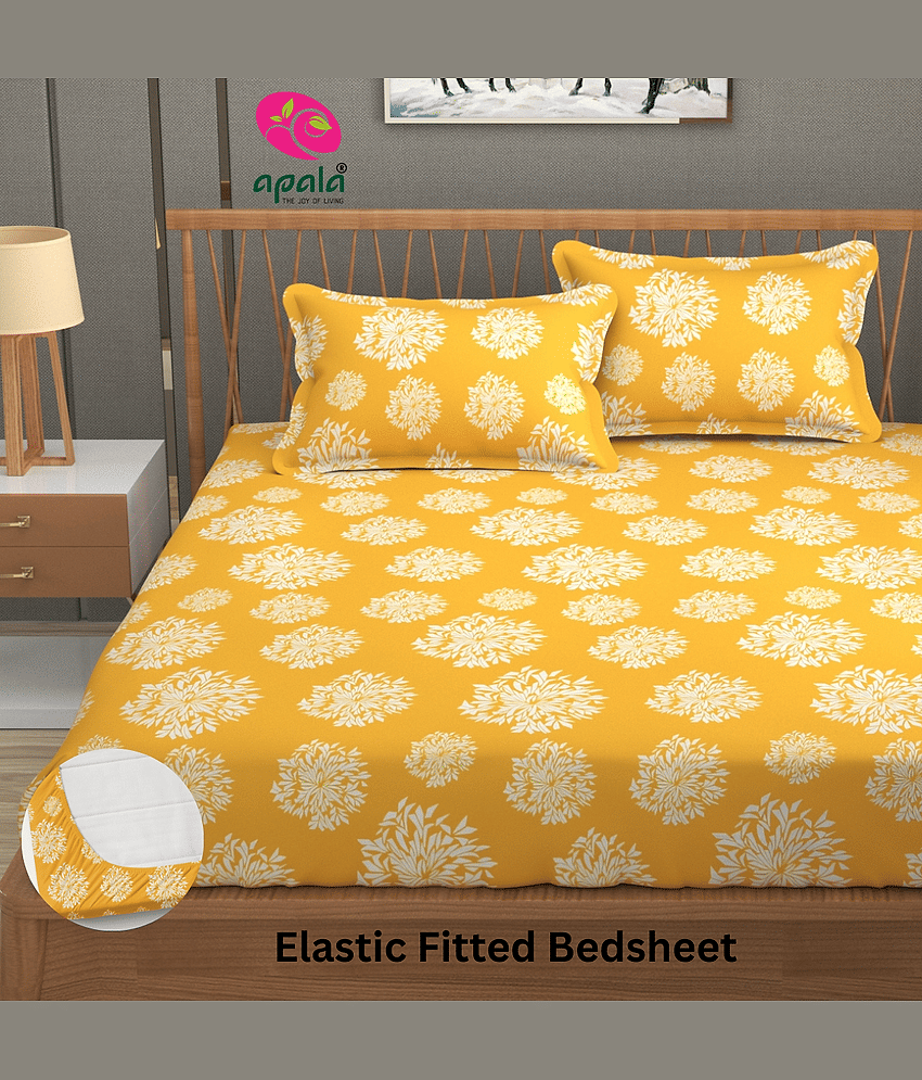 Apala Microfibre 1 King Fitted Bedsheet with 2 Pillow Covers ( 198 cm x 183 cm ) , Yellow