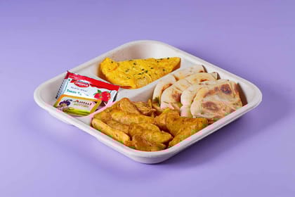 Double Omelette & Wedges with Masala Bread Double Omelette & Wedges with Masala Bread