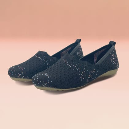 Mesh fabric ballerinas-Black / 36