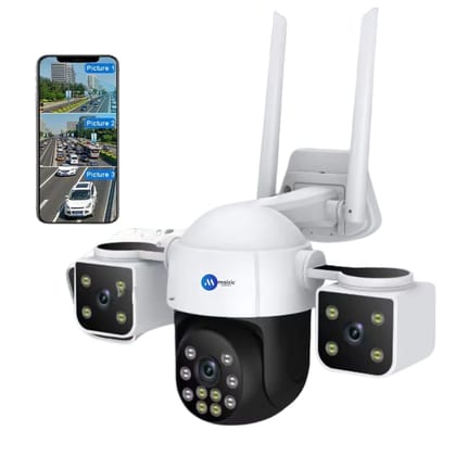Renewed Maizic Smarthome Batman 5MP 4G SIM CCTV Camera | 3-in-1 Screen View, Dual Lens 180° Horizontal Rotation, Color Night Vision, Motion Detection, Two-Way Talk (Model BR-Batman-0601)