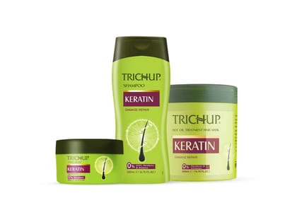 Trichup Keratin Shampoo 200ml, Hair Mask 500ml & Hair Cream 200ml – Repair Damaged Hair, Strengthen Strands & Reduce Breakage