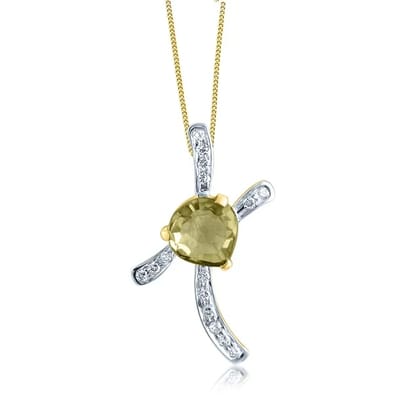Senco Gold 18K Yellow Gold Lime-Splash Diamond Pendant (Gold Weight -  1.3 g / 0.1 Ct / HI-SI)
