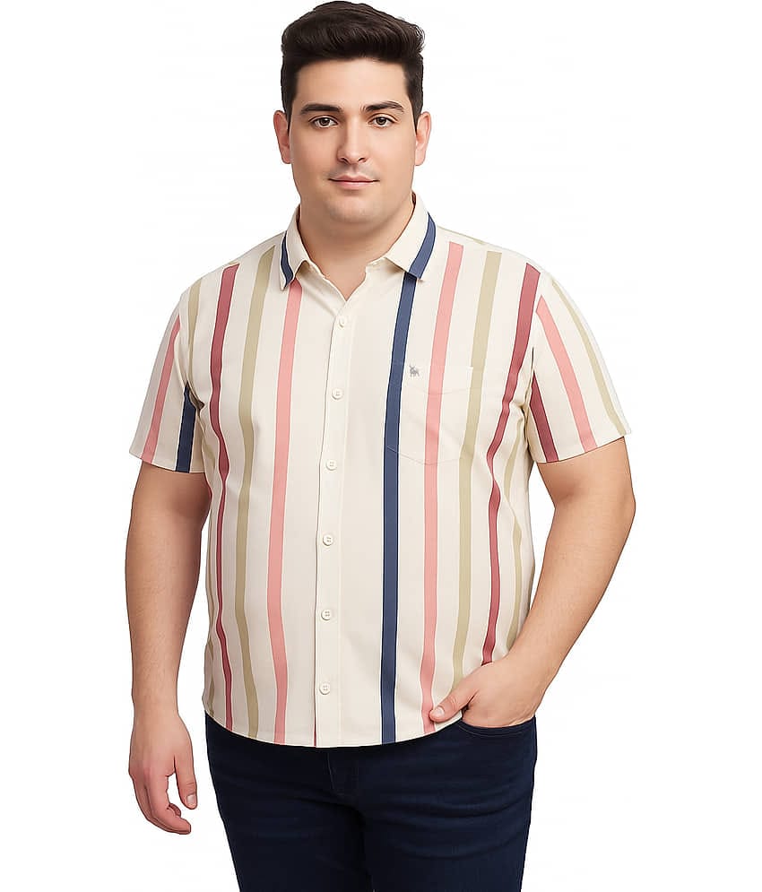 BULLMER Cotton Blend Regular Fit Printed Half Sleeves Men's Casual Shirt - Cream ( Pack of 1 )
