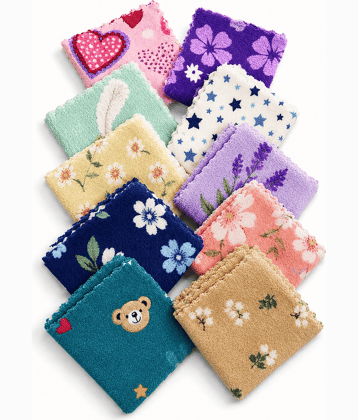Soft Cotton Kids & Baby Girls Ladies Handkerchief Set of 12 PCS | Multicolour Printed Hanky Rumal for New Born Babies | Soft Face Towel