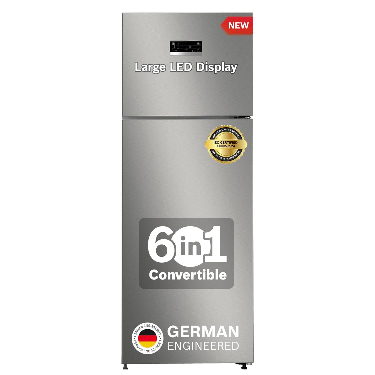 Bosch 243L 3 Star Inverter Frost free Double Door Refrigerator (CTC27S031I, 6-in-1 Convertible, 18 Hours Cooling Retention, Digital Display, Super Freeze, 80min Convert,Shiny Silver) Bosch 243L 3 Star Inverter Frost free Double Door Refrigerator (CTC27S0