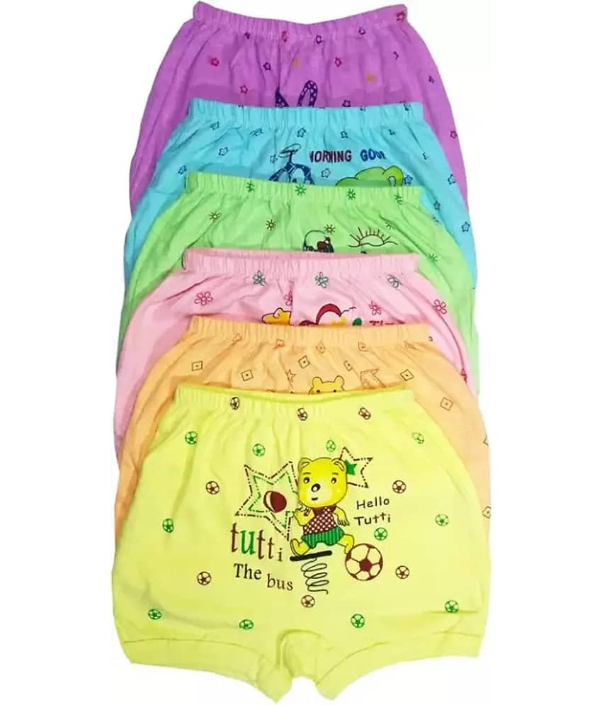 PUSHPADANT FASHION WEAR Pack of 6 Cotton Panties For Baby Girls ( Multicolor )