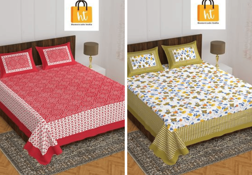 2201-Hometrade India- Standard Double Size (90*100 in )-Combo Double Bedsheet