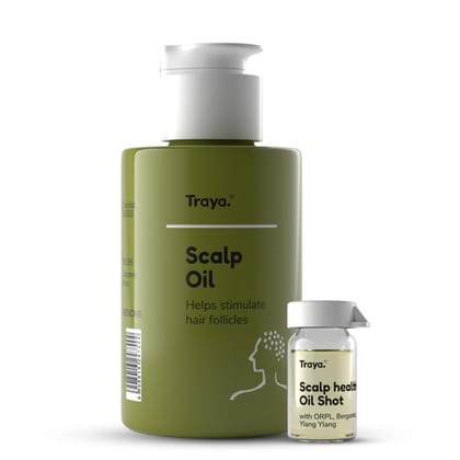 Traya Scalp Oil with Coconut Oil, Bhringraj Oil for Hair Growth, Bergamot Essential Oils, ORPL, and Ylang Ylang (87ml) Traya Scalp Oil with Coconut Oil, Bhringraj Oil for Hair Growth, Bergamot Essential Oils, ORPL, and Ylang Ylang (87ml) - Scalp Oil + Sc