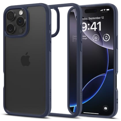 Spigen Ultra Hybrid Back Cover Case for iPhone 16 Pro, Durable Hybrid Structure, Air Cushion Technology - Polycarbonate + TPU | Navy Blue Spigen Ultra Hybrid Back Cover Case for iPhone 16 Pro, Durable Hybrid Structure, Air Cushion Technology - Polycarbon