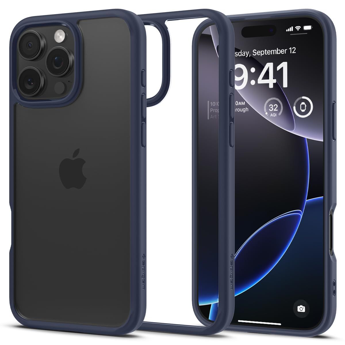 Spigen Ultra Hybrid Back Cover Case for iPhone 16 Pro, Durable Hybrid Structure, Air Cushion Technology - Polycarbonate + TPU | Navy Blue Spigen Ultra Hybrid Back Cover Case for iPhone 16 Pro, Durable Hybrid Structure, Air Cushion Technology - Polycarbon