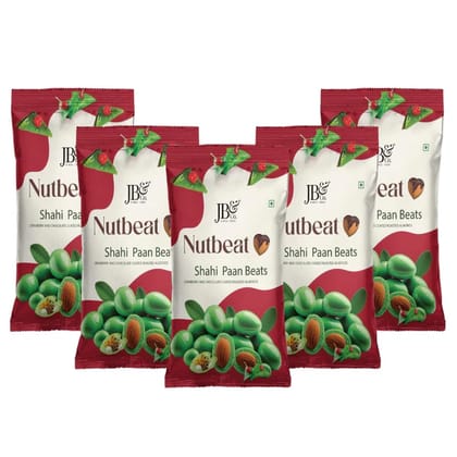 Nutbeat - chocolate coated almonds - Shahi Paan flavor | combo pack of (55g X 5)