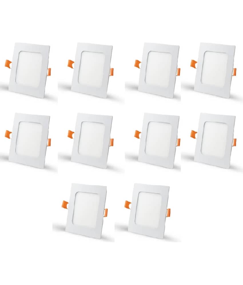 6 Watt LED Square False Ceiling Panel Light for POP (White, Pack of 10) with 2 yrs Warranty