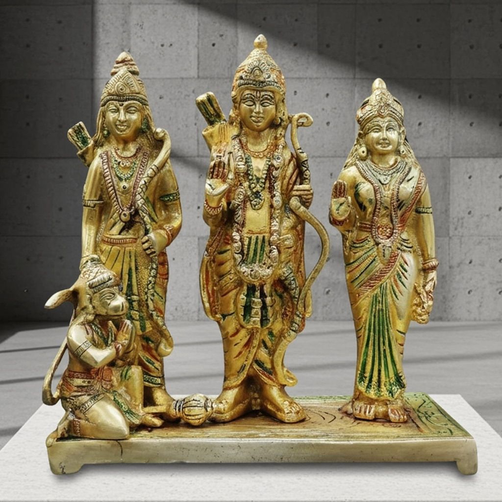 Brass Ram Darbar Statue for Puja | Premium Ram Parivar Idol, Height : 8 Inch (BSMAS131 E)