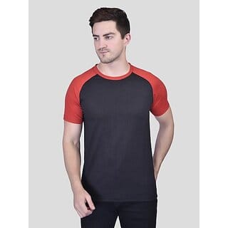 PrintCultr Colorblock Men Round Neck Cotton Blend Black T-Shirt