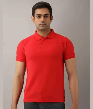 SKYRISE Pack of 1 Cotton Blend Slim Fit Solid Half Sleeves Men's Polo T Shirt ( Red )