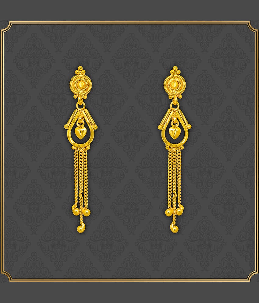 LUV FASHION Golden Drop Earrings ( Pack of 1 )