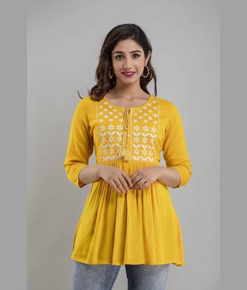 ASHISH PRINT Women's Rayon Peplum Top ( Yellow )