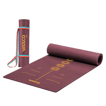 Vissco 6024 Wine Seven Chakras Alignment Yoga Mat 72″ x 24″-Wine
