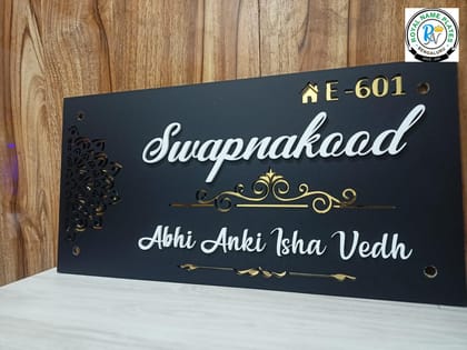 Noir Elegance Matte Black Acrylic House Name Plate