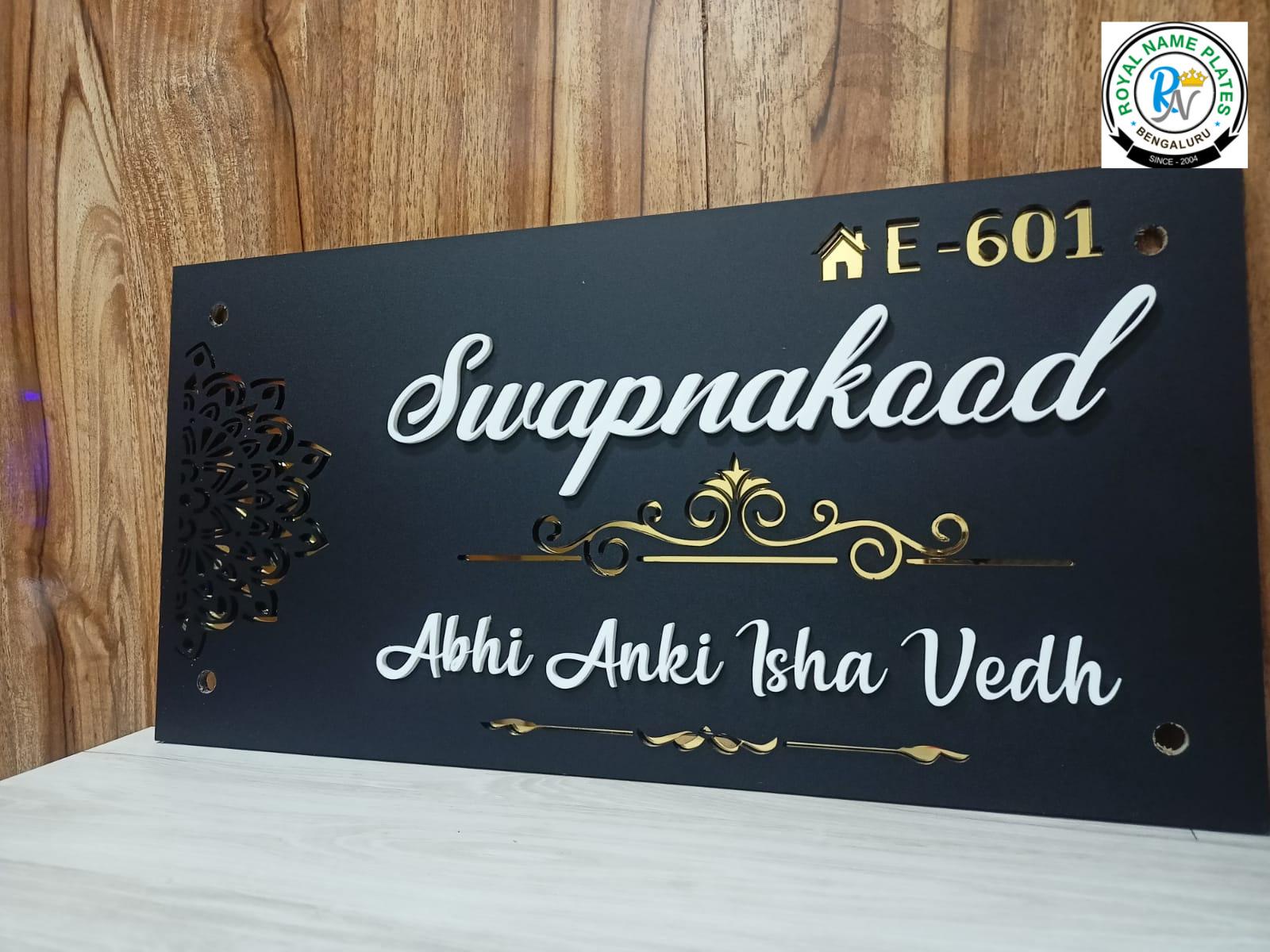 Noir Elegance Matte Black Acrylic House Name Plate