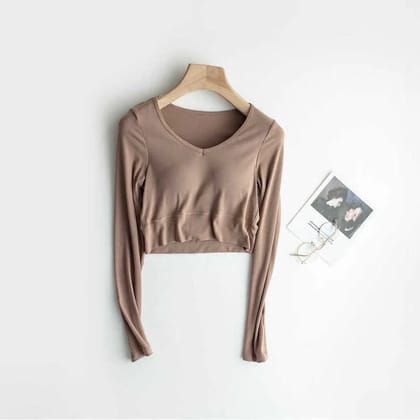 Americano built in bra top-Brown / XS