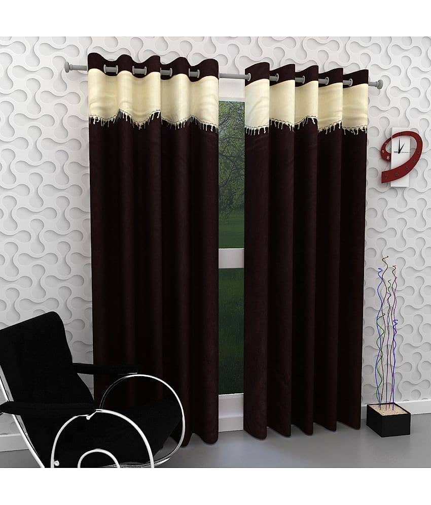 Tanishka Fabs Solid Semi-Transparent Eyelet Curtain 9 ft ( Pack of 2 ) - Brown