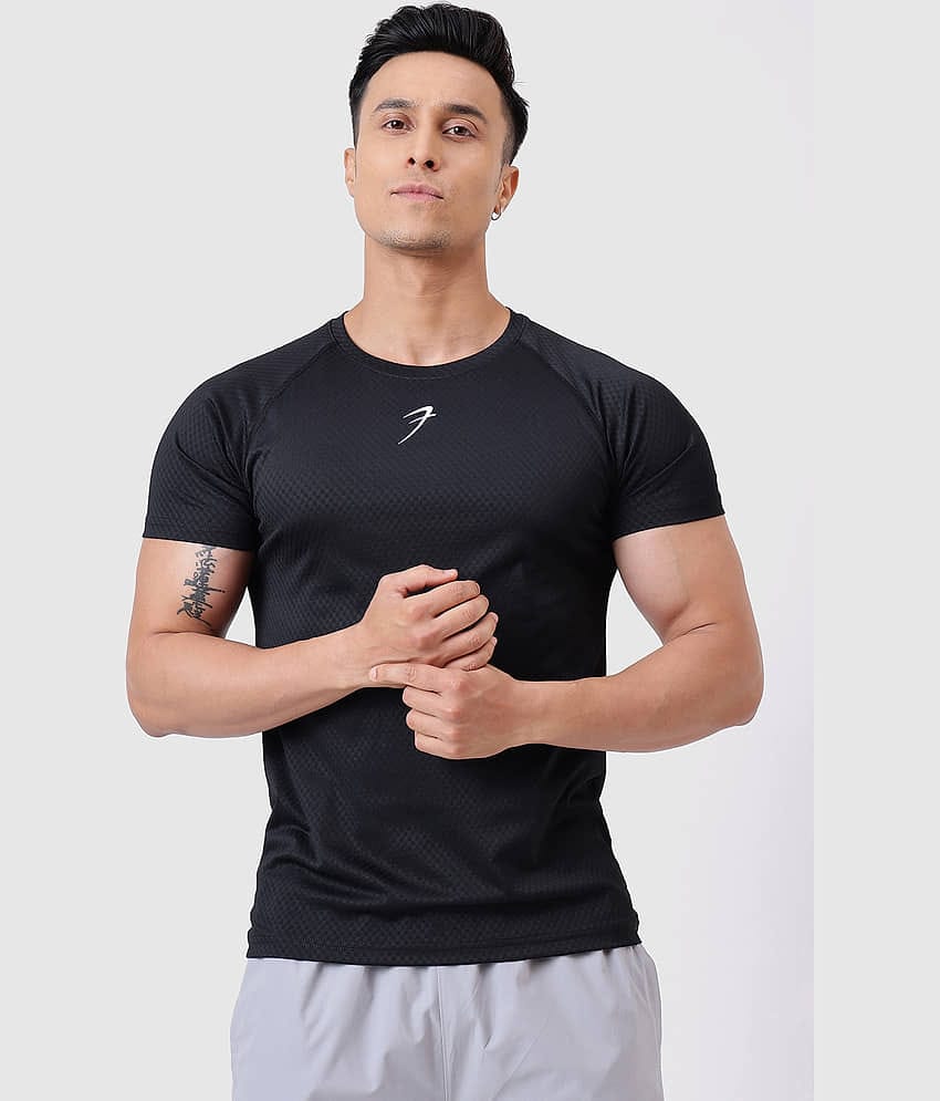 Fuaark Black Polyester Slim Fit Men's Sports T-Shirt ( Pack of 1 )