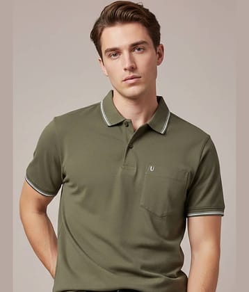UNIBERRY Men Cotton Blend Regular Fit Solid Polo T Shirt ( Brown )
