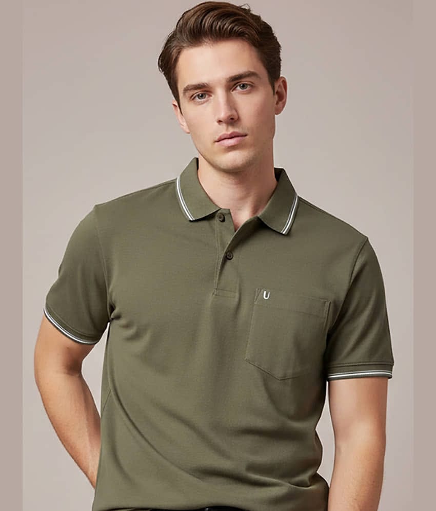 UNIBERRY Men Cotton Blend Regular Fit Solid Polo T Shirt ( Brown )