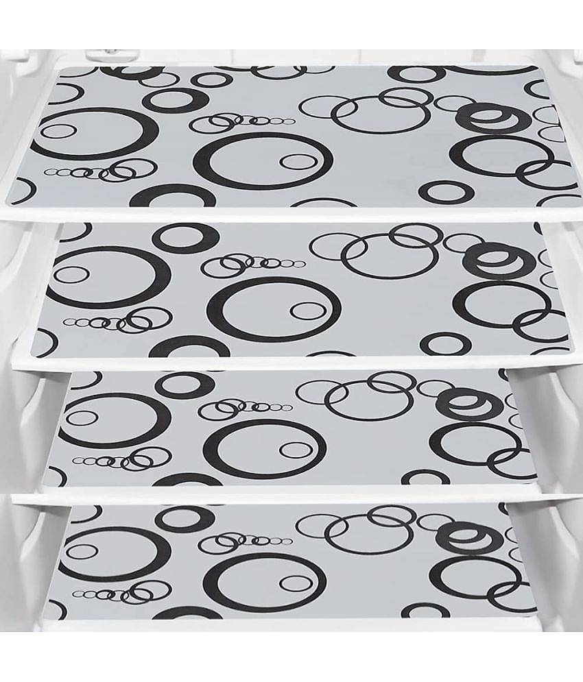 PVC Printed Rectangular Fridge Mats 29x44 cms ( Pack of 4 ) Multicolor