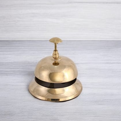 Classic Brass Hotel Reception Bell with Black Accent Band