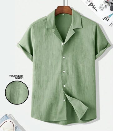 Fresh Sage: Stylish Seersucker Western Wear Shirt for Men by GlamaStitch-S