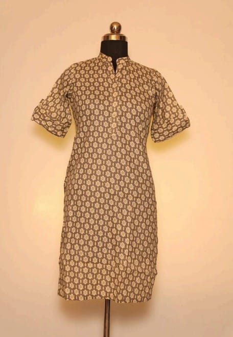 Cotton Collar Kurti With Sleeves