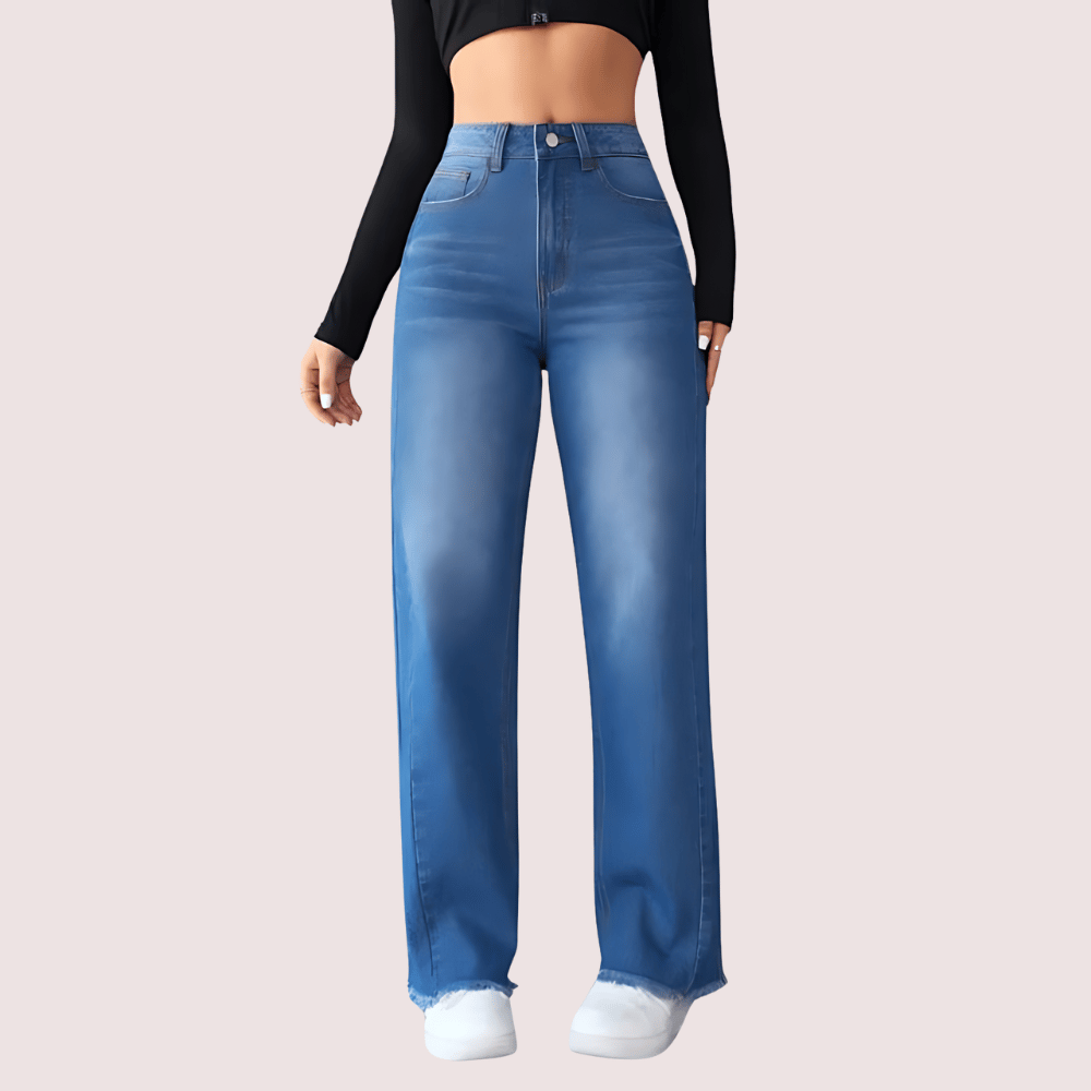 Wide-Leg Casual High-Waist Non-Elastic Jeans for Women - Jeans | Buy online on ZillyBuy