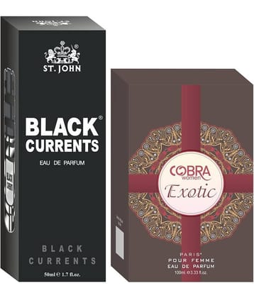 St. John - Black Current 50ml & Cobra Exotic 100ml Perfume Eau De Parfum (EDP) For Unisex 150ml ( Pack of 2 )