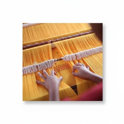 Hand-Woven Yellow Ethnic Unstitched Fabric