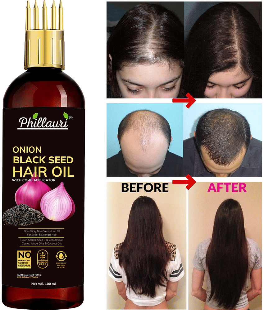 Phillauri Black seed Onion Oil for Hair Regrowth Hair Oil for Men and Women Hair Oil (100 ml) Pack of 2