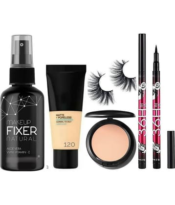 swenky makeup fixer foundation compact waterproof eyeliner & false eyelash (Pack of 6)